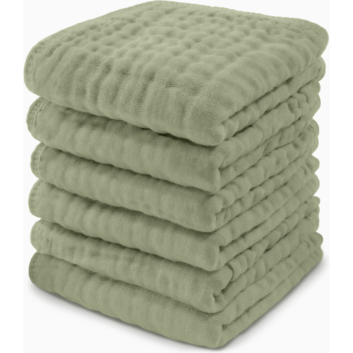 Comfycubs 100% Muslin Cotton Baby Washcloths Washcloths Comfycubs Sage