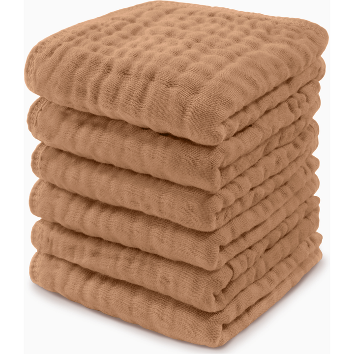 Comfycubs 100% Muslin Cotton Baby Washcloths Washcloths Comfycubs Caramel