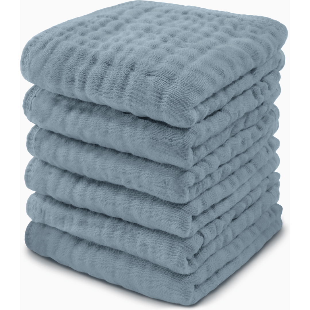 Comfycubs 100% Muslin Cotton Baby Washcloths Washcloths Comfycubs Pacific Blue
