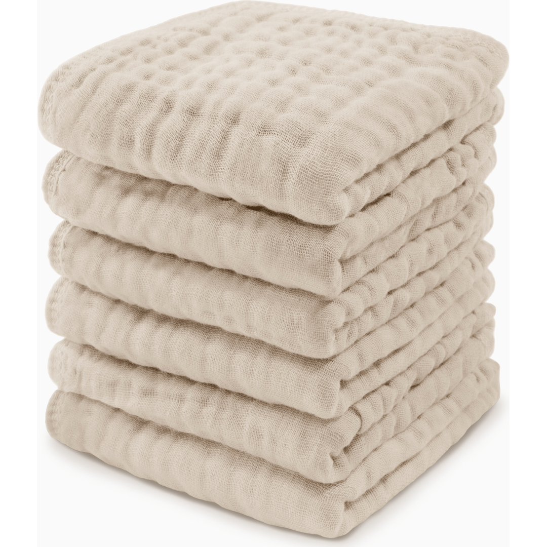 Comfycubs 100% Muslin Cotton Baby Washcloths Washcloths Comfycubs Sand