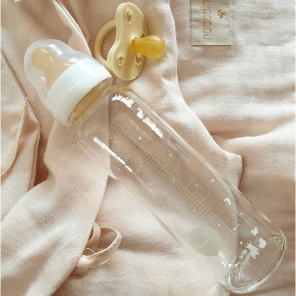 Hevea Standard Neck Glass Baby Bottles- 240ML/ 8oz, Two-Pack Glass Bottle Hevea