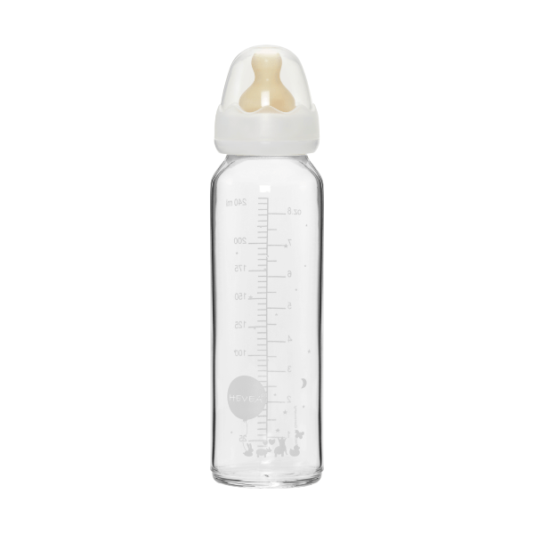 Hevea Standard Neck Glass Baby Bottles- 240ML/ 8oz, Single Glass Bottle Hevea