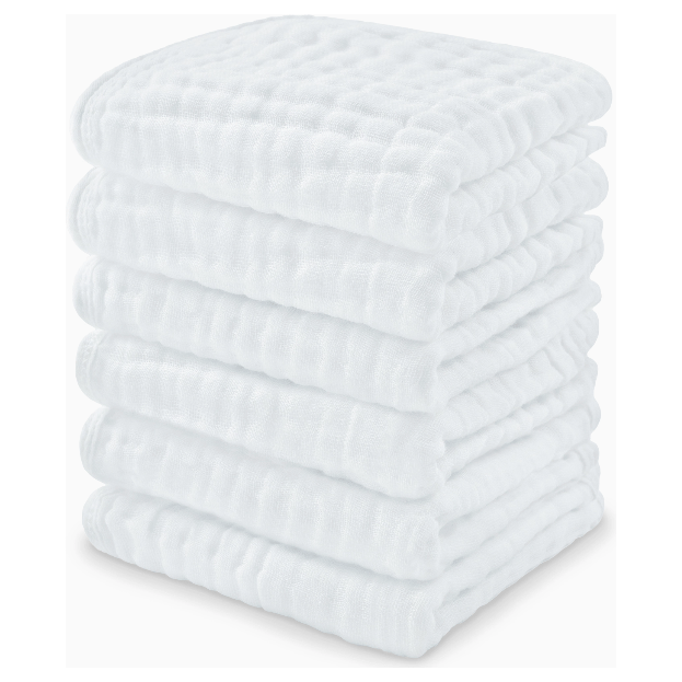 Comfycubs 100% Muslin Cotton Baby Washcloths Washcloths Comfycubs White