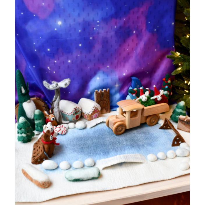 Tara Treasures Felt Large Snow Ice Rink Play Mat Playscape Felt Toy Tara Treasures