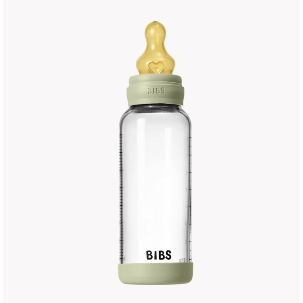 BIBS Baby Glass Bottle Set 8oz Latex Bottles &amp; Sippies BIBS USA Sage