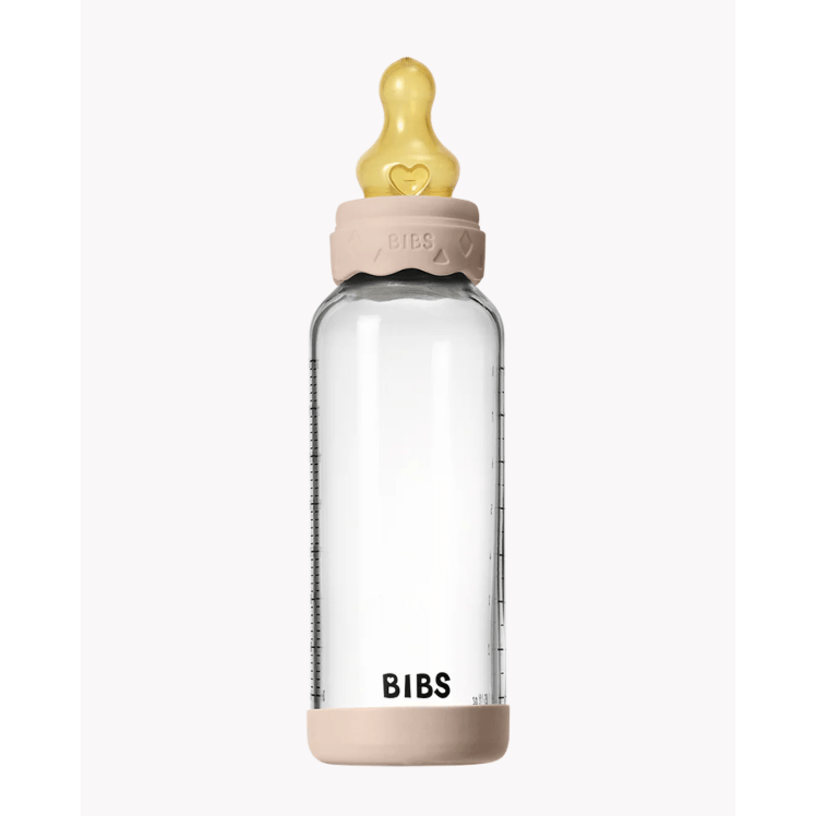 BIBS Baby Glass Bottle Boheme Set 8oz Latex Glass Bottle BIBS USA Blush