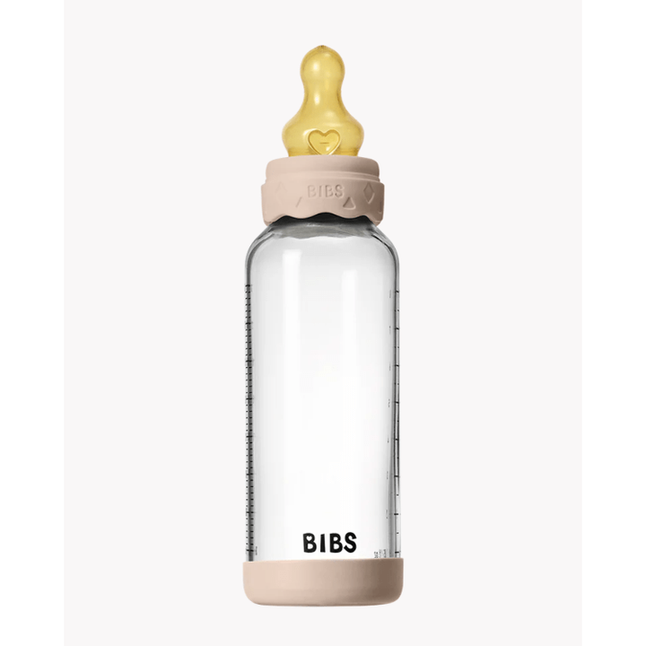 BIBS Baby Glass Bottle Boheme Set 8oz Latex Glass Bottle BIBS USA Blush