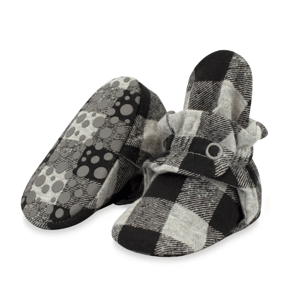 Zutano Organic Cotton Gripper Baby Bootie Footwear Zutano Buffalo Check 3 Months