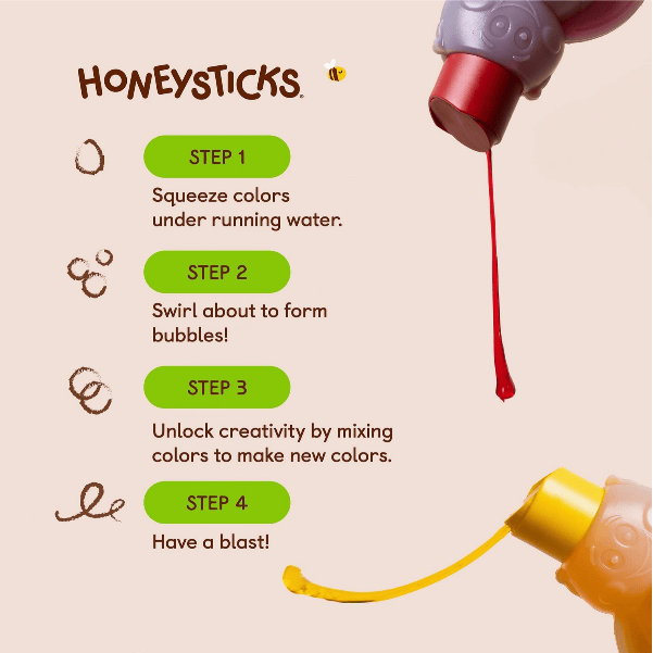 Honeysticks Bubble Bath Color Mixing 3 Pack Bubble Bath Honeysticks