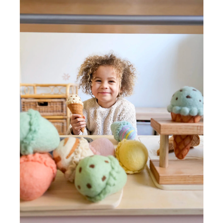 Tara Treasures Felt Ice Cream Set- Waffle Cones &amp; 9 Ice Cream Scoops Felt Toy Tara Treasures