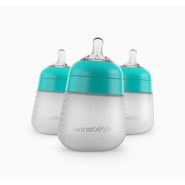 Nanobebe 9oz Flexy Silicone Baby Bottle- 3 Pack Bottles &amp; Sippies Nanobebe Teal