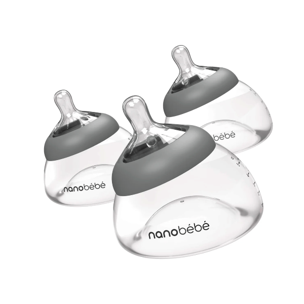 Nanobebe Breastmilk Baby Bottle- 2 Pack Bottles &amp; Sippies Nanobebe Grey