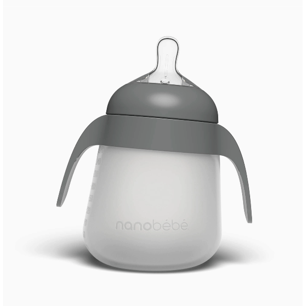 Nanobebe Flexy Bottle Quick-Click Handles- 2 Pack Bottles &amp; Sippies Nanobebe Grey