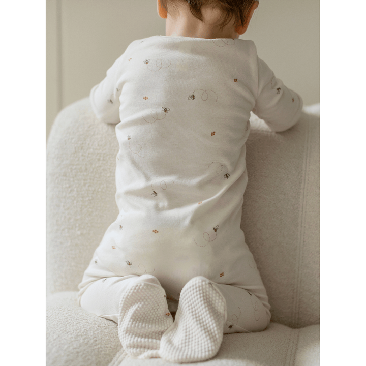 Colored Organics Peyton Zipper Sleeper- Bee/Pewter Footie Colored Organics