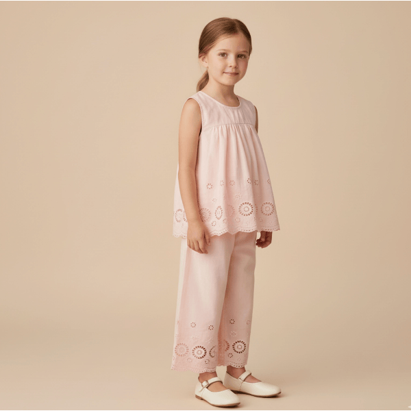 Makemake Organics Eyelet Top &amp; Pants Set- Blush Tops &amp; Bottoms Makemake Organics