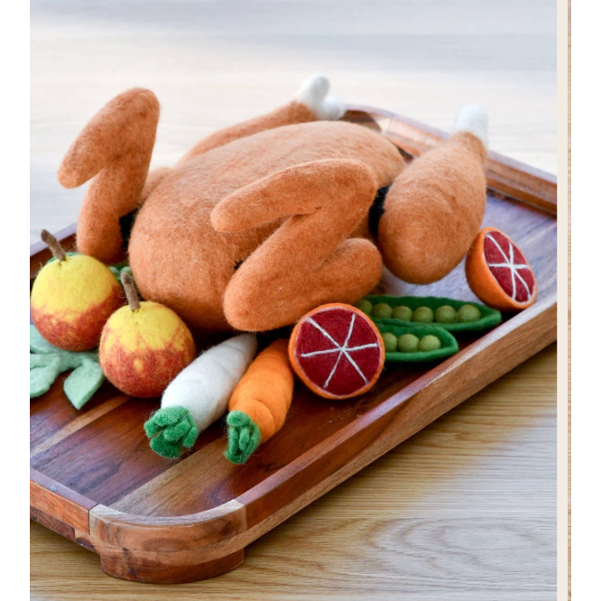 Tara Treasures Felt Roast Turkey Play Food Set Felt Toy Tara Treasures