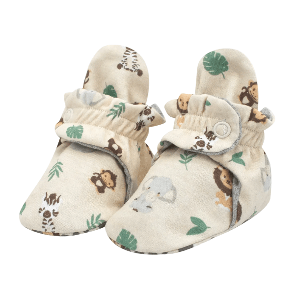 Zutano Organic Cotton Gripper Baby Bootie Footwear Zutano Baby Jungle Animals 3 Months