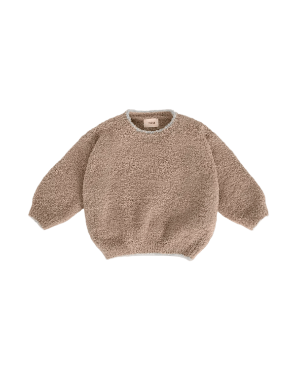 7AM Boxy Sweater, Fuzzy- Taupe Sweater 7AM 1-3 Months