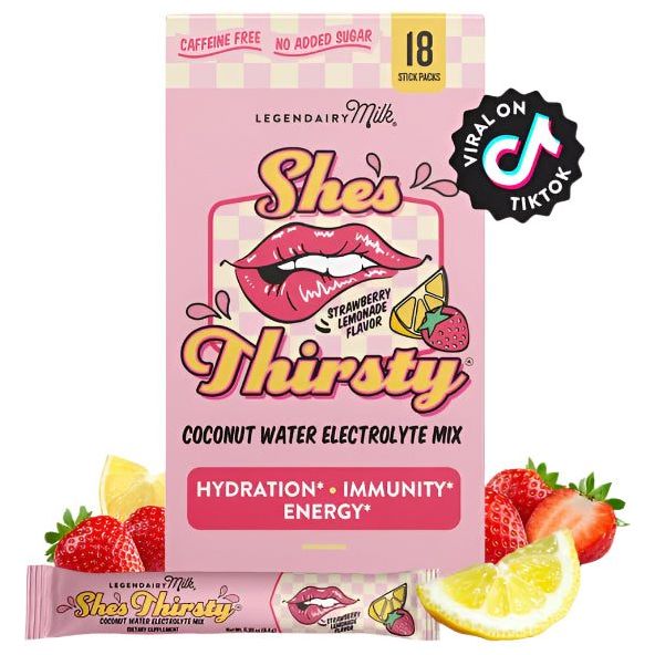 Legendairy Milk She’s Thirsty Coconut Water Electrolyte Mix Supplements &amp; Remedies Legendairy Milk Strawberry Lemonade