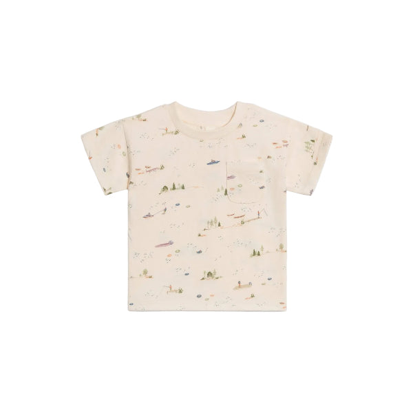 Colored Organics Hollis Drop Shoulder Tee - Lake / Barn + Mint Tops & Bottoms Colored Organics 6-12M