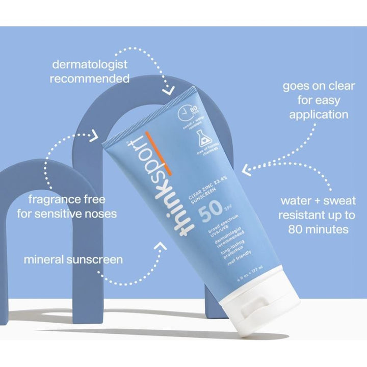 Thinkbaby Sport Spf 50 Clear Zinc Sunscreen (6oz), Ewg Verified Sun &amp; Insect Protection ThinkBaby