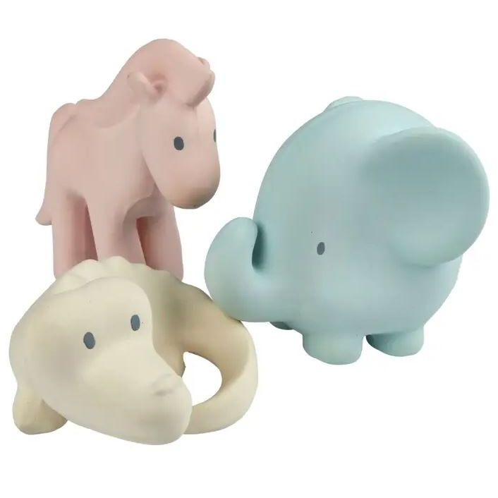 Tikiri Marshmallow Soft Natural Rubber Rattles, Bath Toys &amp; Teethers Pacifiers and Teething Tikiri