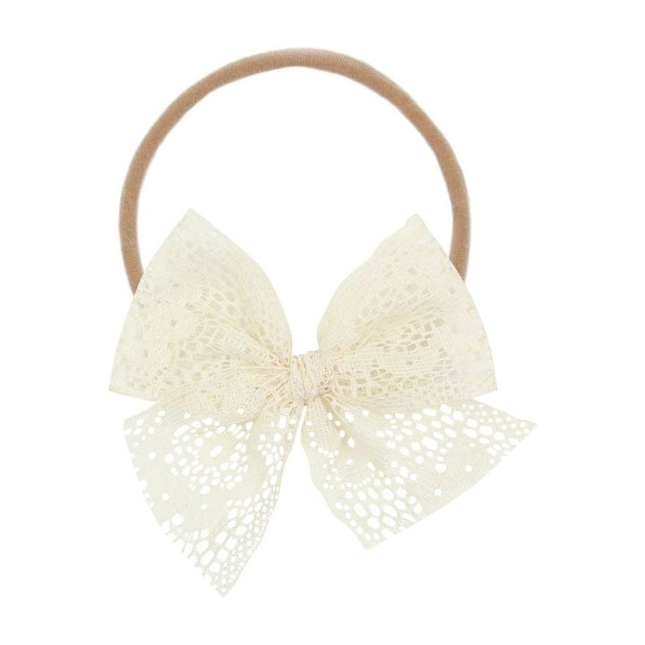 Lou Lou &amp; Company Vintage Bow Nylon Headband Headband Lou Lou &amp; Company Vanilla Lace  