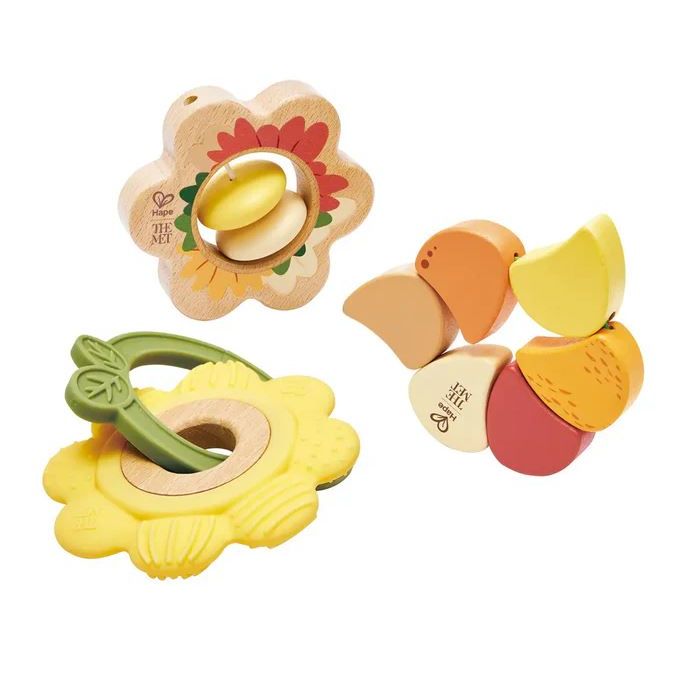 Hape - The Met -Artful Flowers Rattle Trio Grasping Toys & Rattles Hape
