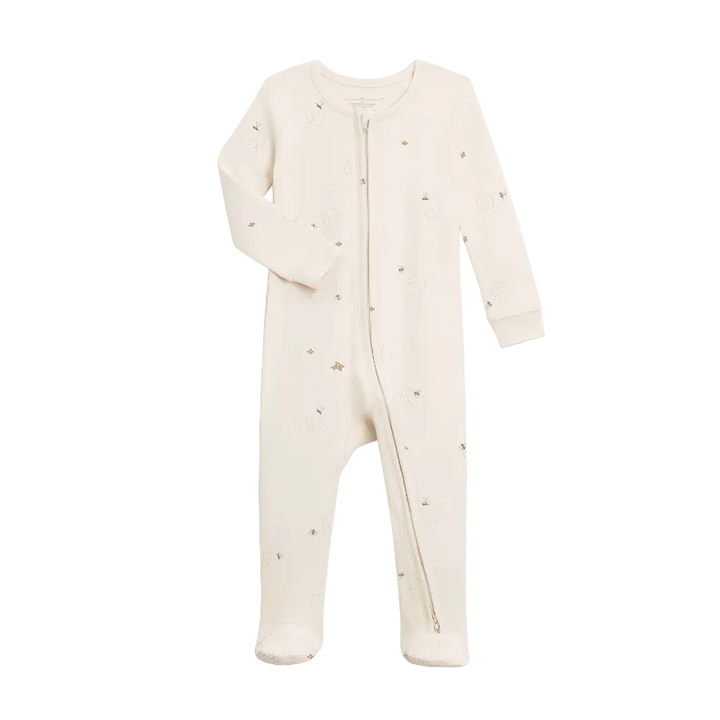 Colored Organics Peyton Zipper Sleeper- Bee/Pewter Footie Colored Organics Newborn