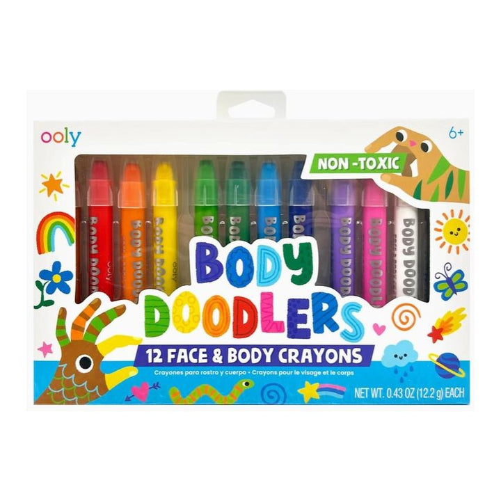 Ooly Body Doodlers Face &amp; Body Crayons - Set of 12 Colors Crayons Ooly   