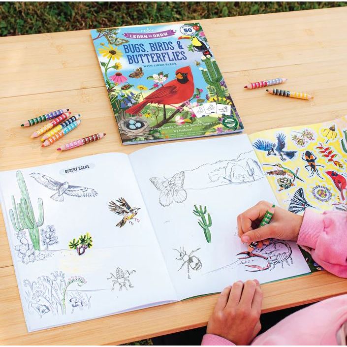 eeBoo Learn To Draw- Bugs, Birds &amp; Butterflies Sketchbook eeBoo