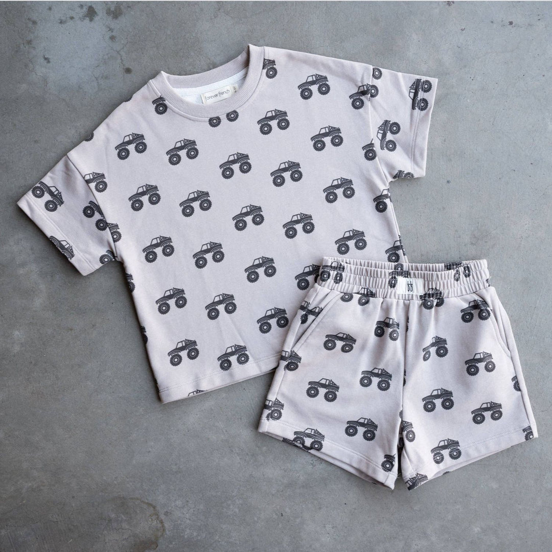 Forever French Terry Short Set | Monster Truck childrens clothing Forever French Baby