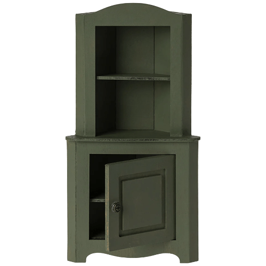 Maileg Miniature Corner Cabinet - Dark Green Miniature Dollhouse Furniture Maileg