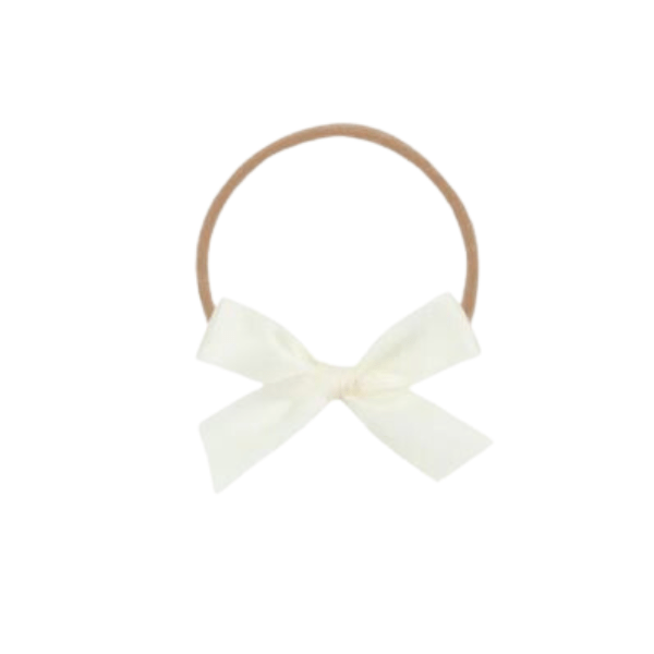 Lou Lou &amp; Company Satin Bow Headband -Small Bow Headband Lou Lou &amp; Company Cream  