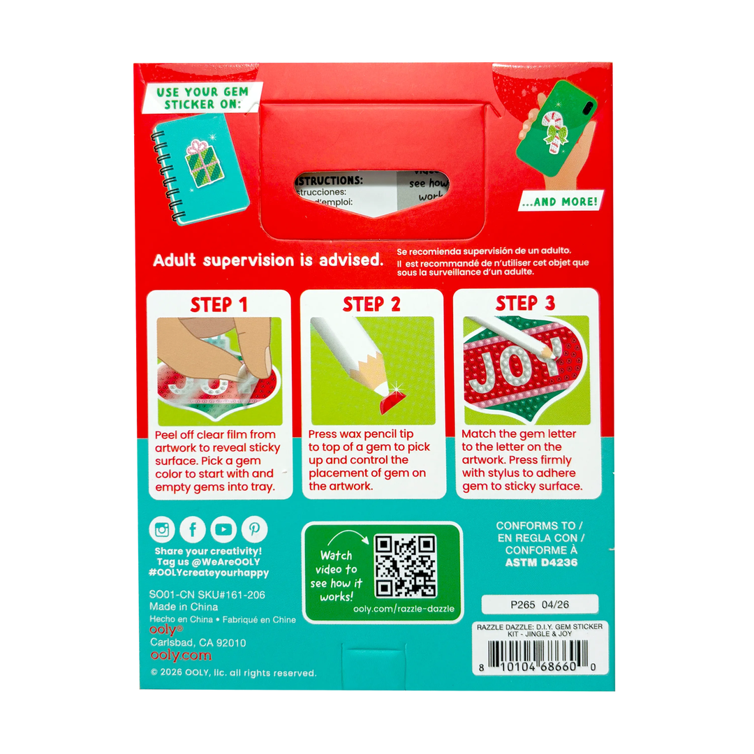 Ooly Mini Razzle Dazzle DIY Gem Sticker Kit - Jingle &amp; Joy Art &amp; Craft Ooly