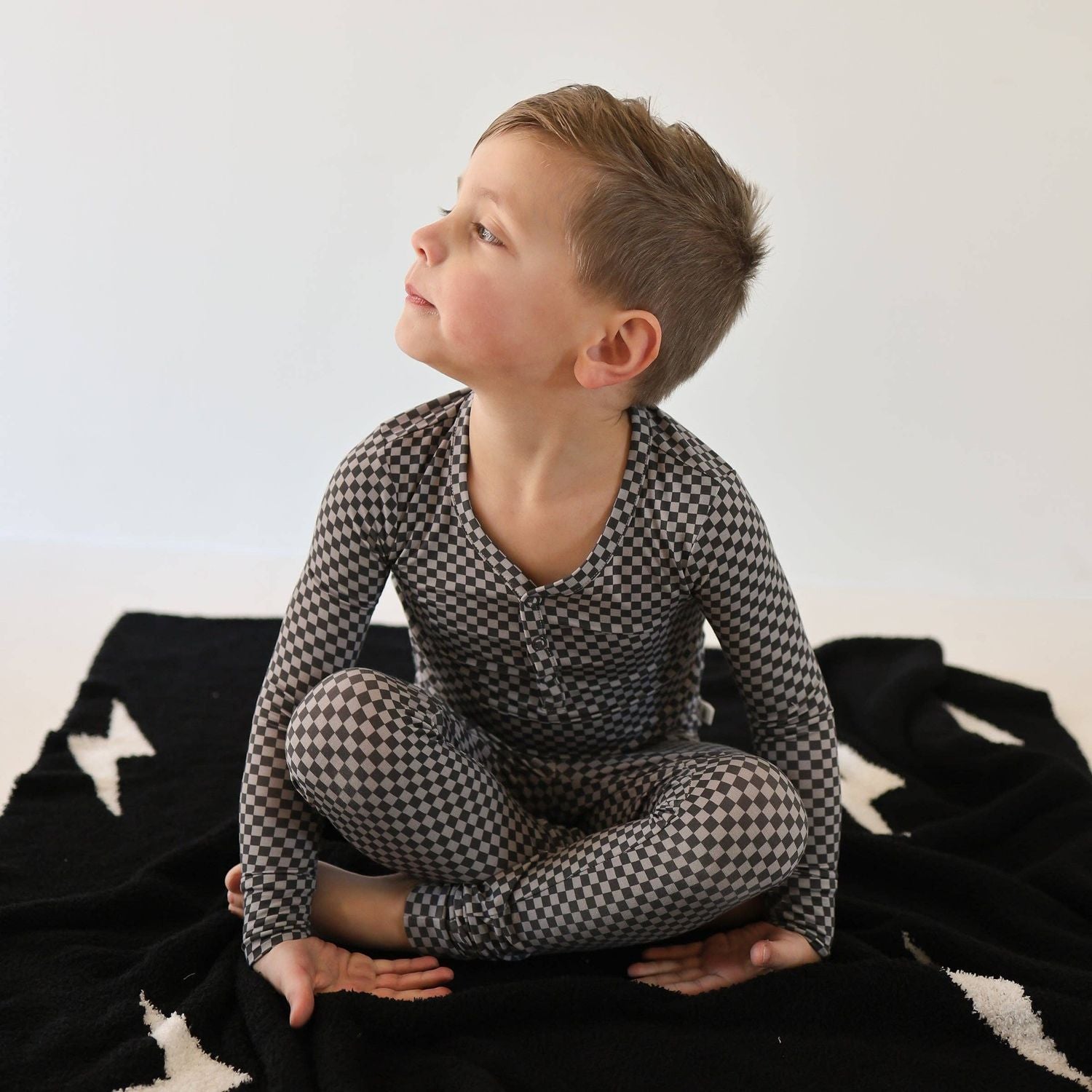 Forever French Baby Bamboo Two Piece Pajamas | Street Micro Check Pajamas & Footies Forever French Baby