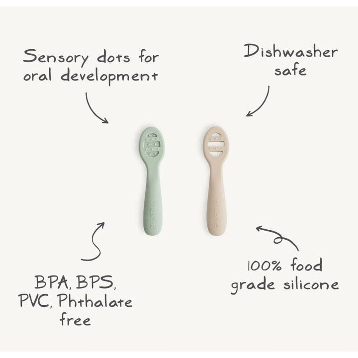 Mushie First Feeding Baby Spoons 2-Pack Mealtime Mushie