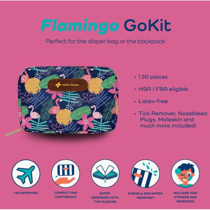 First Aid GoKit Flamingo, 130 Pieces Sun &amp; Insect Protection Keep>Going First Aid