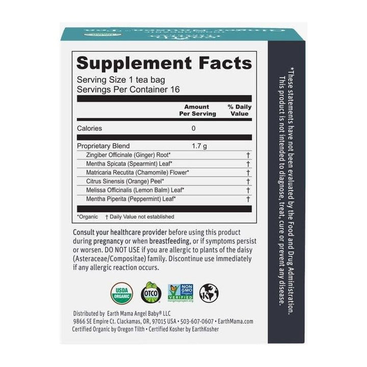 Earth Mama Organics Ginger Nausea Tea Supplements &amp; Remedies Earth Mama Organics   