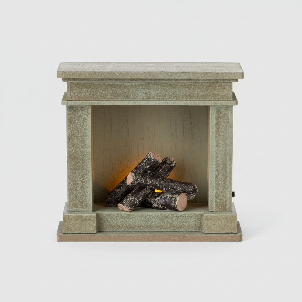 Maileg - Fireplace, Miniature Dusty green Miniature Dollhouse Furniture Maileg
