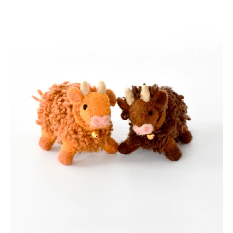 Tara Treasures Felt Highland Cow Toy - Light Brown Felt Toy Tara Treasures