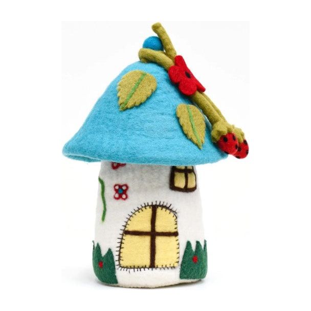 Tara Treasures Fairies and Gnomes House - Blue Roof Felt Toy Tara Treasures