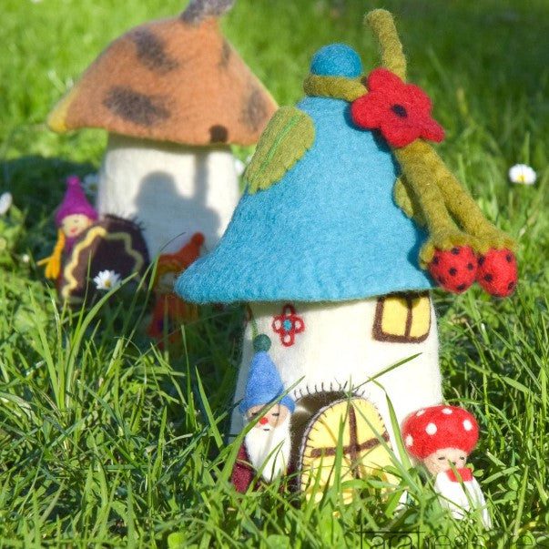 Tara Treasures Fairies and Gnomes House - Blue Roof Felt Toy Tara Treasures