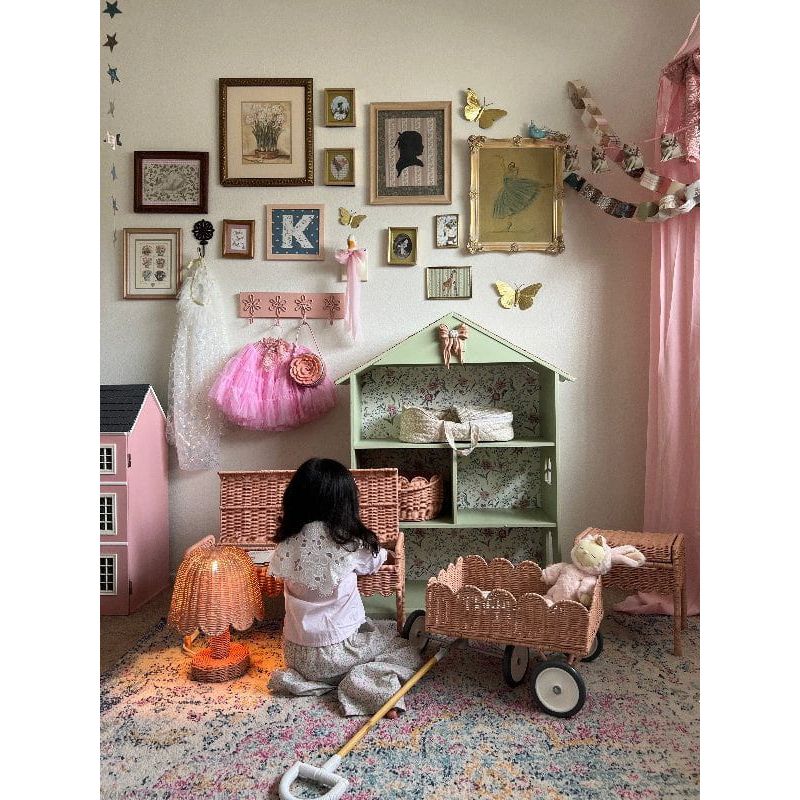 Olli Ella Rattan Petal Lamp- Seashell Pink Plants &amp; Mushrooms Olliella