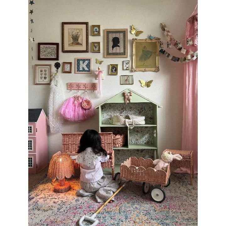 Olli Ella Rattan Petal Lamp- Seashell Pink Plants &amp; Mushrooms Olliella