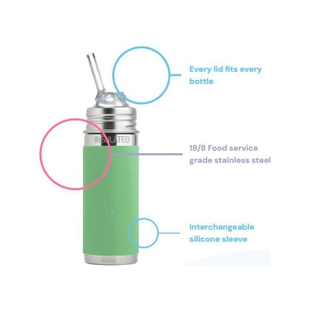 Pura Insulated Kiddo Straw Cup w/ Sleeve Bottles &amp; Sippies Pura Stainless
