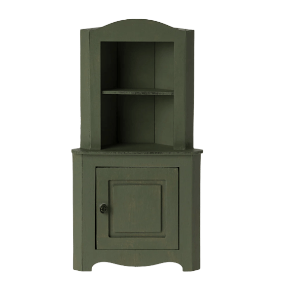 Maileg Miniature Corner Cabinet - Dark Green Miniature Dollhouse Furniture Maileg