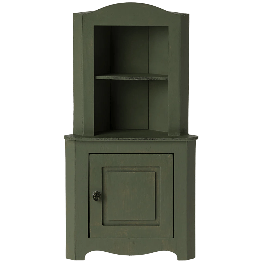 Maileg Miniature Corner Cabinet - Dark Green Miniature Dollhouse Furniture Maileg