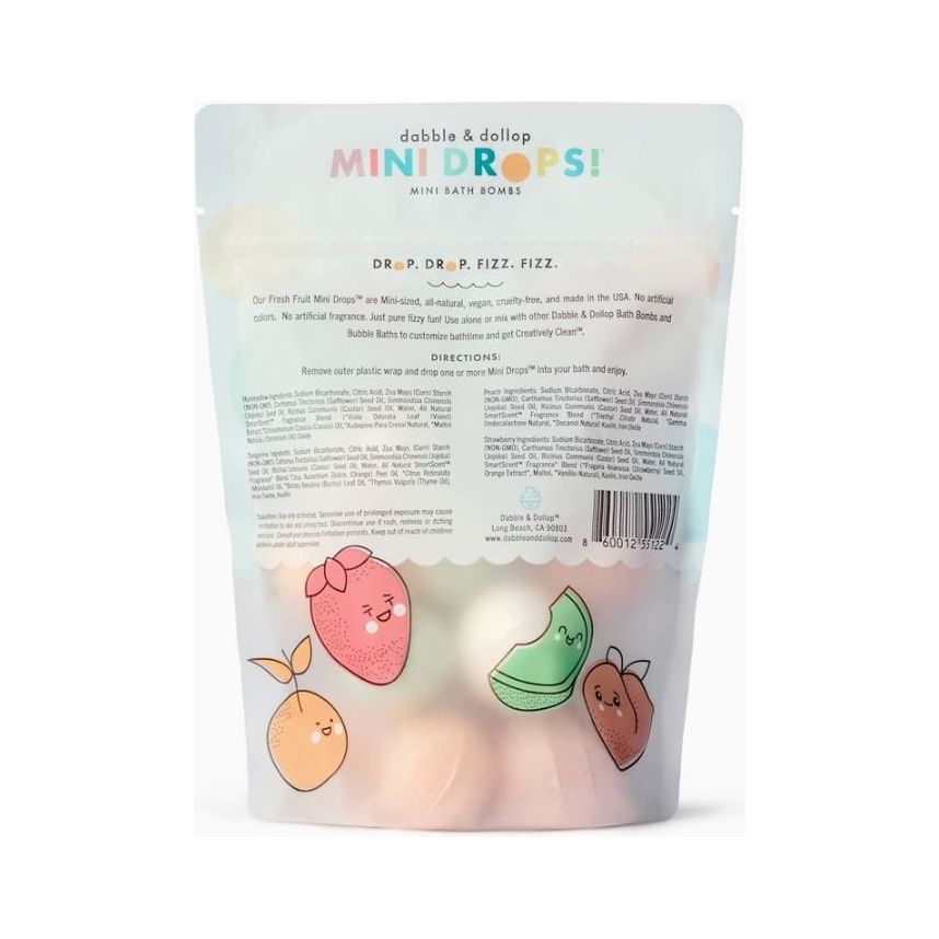 Dabble &amp; Dollop Mini Drops Bath Bombs - All-Natural Fresh Fruit Bath Time Dabble &amp; Dollop