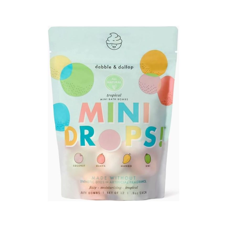 Dabble &amp; Dollop Mini Drops Bath Bombs - All Natural Tropical Scents Bath Time Dabble &amp; Dollop